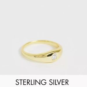 NEW  Shashi Sterling Silver 18k Gold Plated CZ Solitaire Ring 6